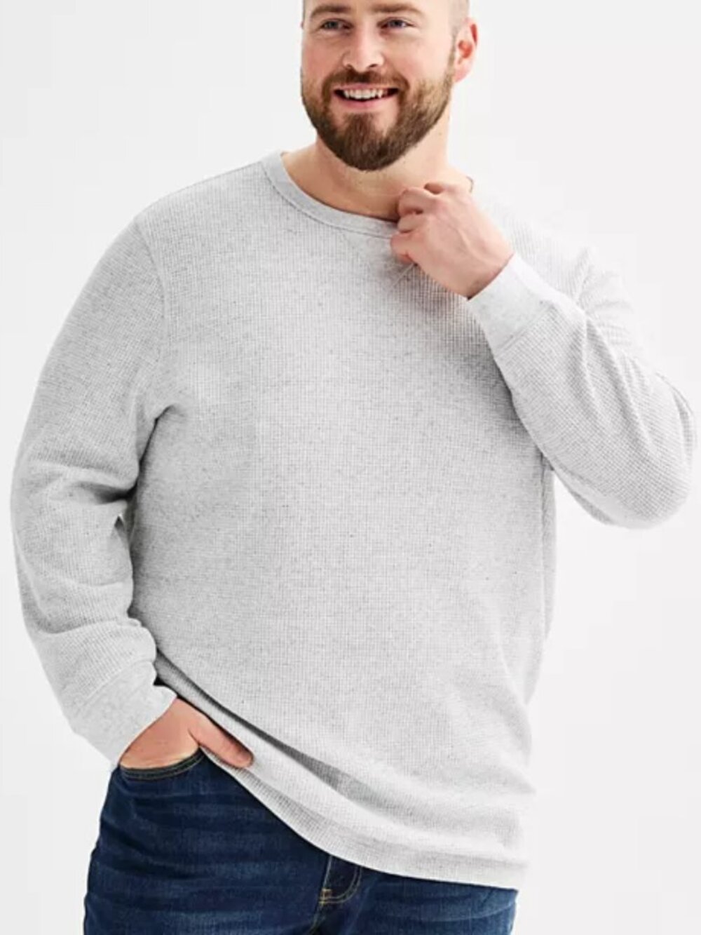 Big & Tall Sonoma Goods For Life The Essential Waffle Thermal Tee, Grey, 4XB